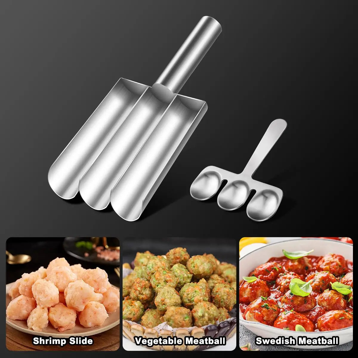 Easy-Release Non-Stick Meatball Maker Set - Manual Meatball Spoon for Effortless Fish Balls-Ideal Kitchen Tool for Home Cooking