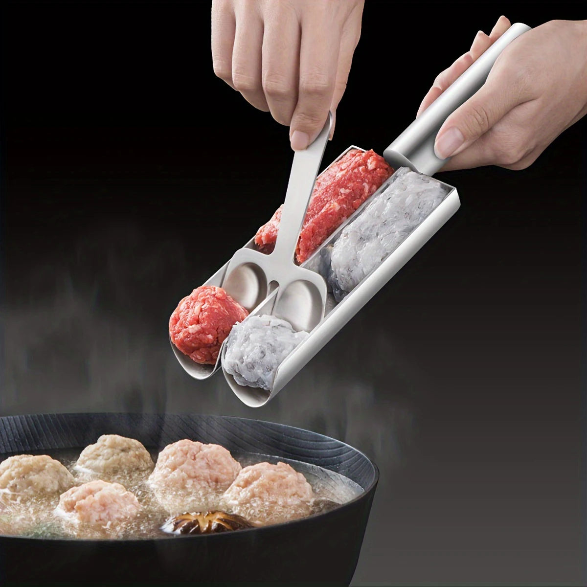 Easy-Release Non-Stick Meatball Maker Set - Manual Meatball Spoon for Effortless Fish Balls-Ideal Kitchen Tool for Home Cooking