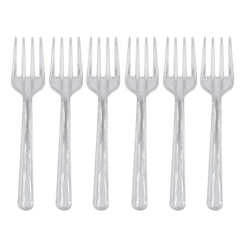 95 Pcs Plastic Utensils Dessert Forks Tableware Disposable Cutlery Fork Birthday BBQ Party Supplies Fruit Cake Snack Forks