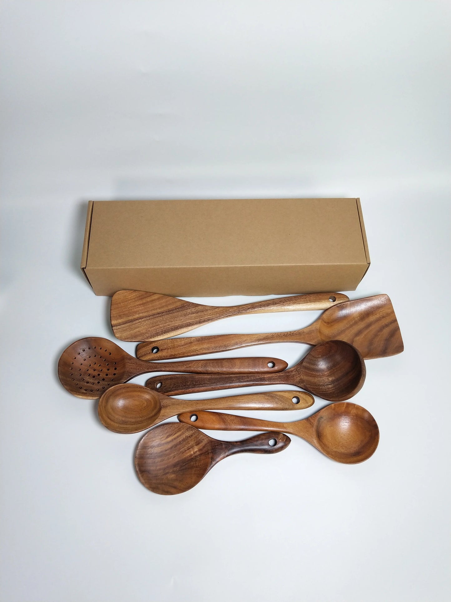 1-7 pieces/set teak tableware spoon Colander spoon Special nano soup skimming Cooking spoon Wooden kitchen accessory kit