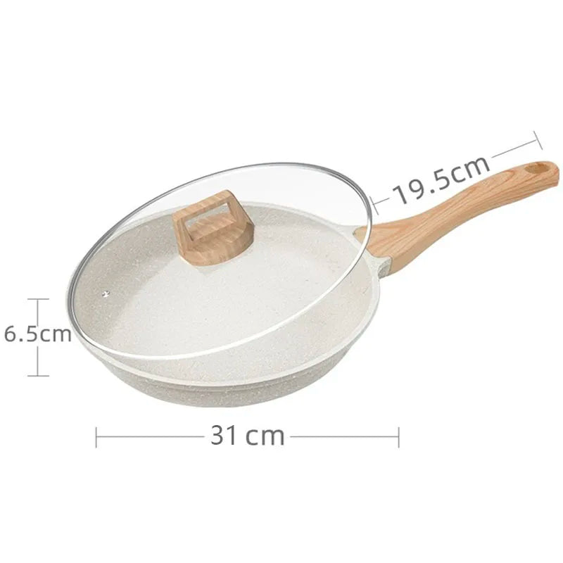 Nonstick Frying Pan Breakfast Wok Steak Egg Pancake Pot Set Coking Food Induction Cooker Ceramic Fry Pan StainlessSteel With Lid