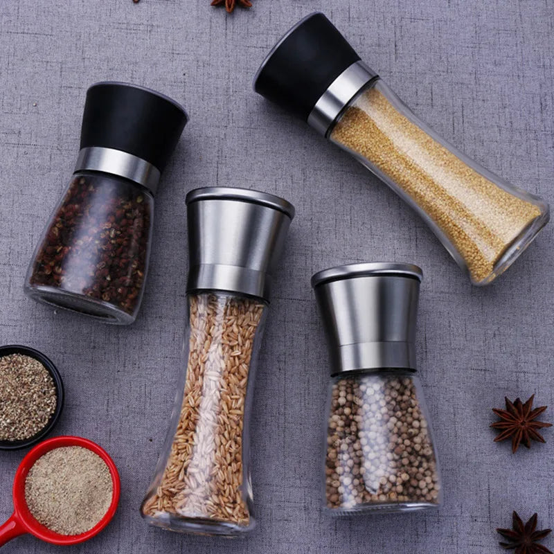 1PC Stainless Steel Spice Salt and Pepper Grinder Kitchen Portable spice jar containers manual food herb grinders gadgets bottle