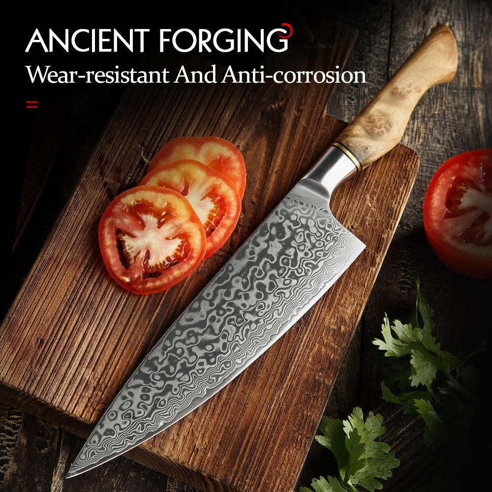 HEZHEN Master Series 8.3 Inches Chef Knife Japanese 67 Layer Damascus Kitchen Knife Stainless Steel Kitchen Knives Cutting Food