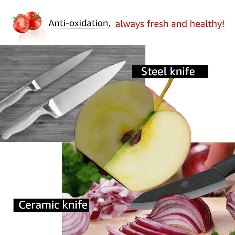 Ceramic Knife Kitchen Knives Set 3 4 5 6inch Chef Knife Utility Slicing Cutter Fruit Vegetable Baby Food Paring Anti-slip Handle