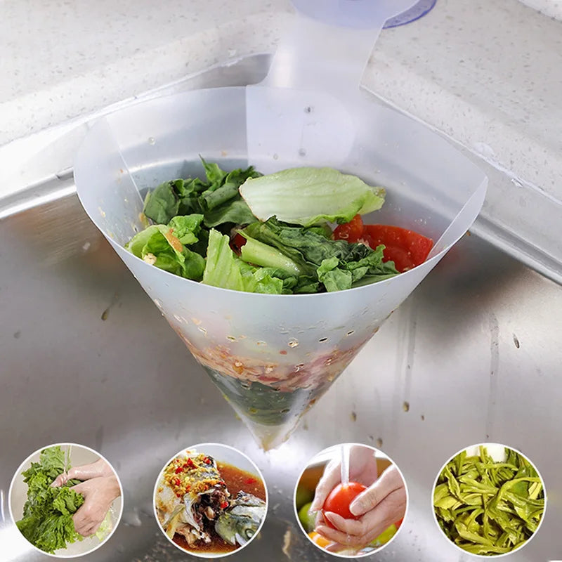 Foldable Kitchen Sink Strainer Self-Standing Sink Filter Food Vegetable Sink Stopper Drain Filter Kitchen Anti-Blocking Gadgets