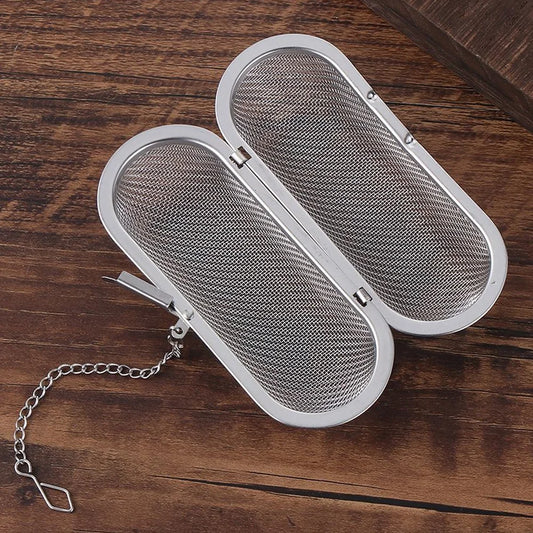 Stainless Steel Cooking Spices Infuser Fine Mesh Loose Tea Herbal Strainer Filter with Extended Chain Kitchen Seasoning Balls