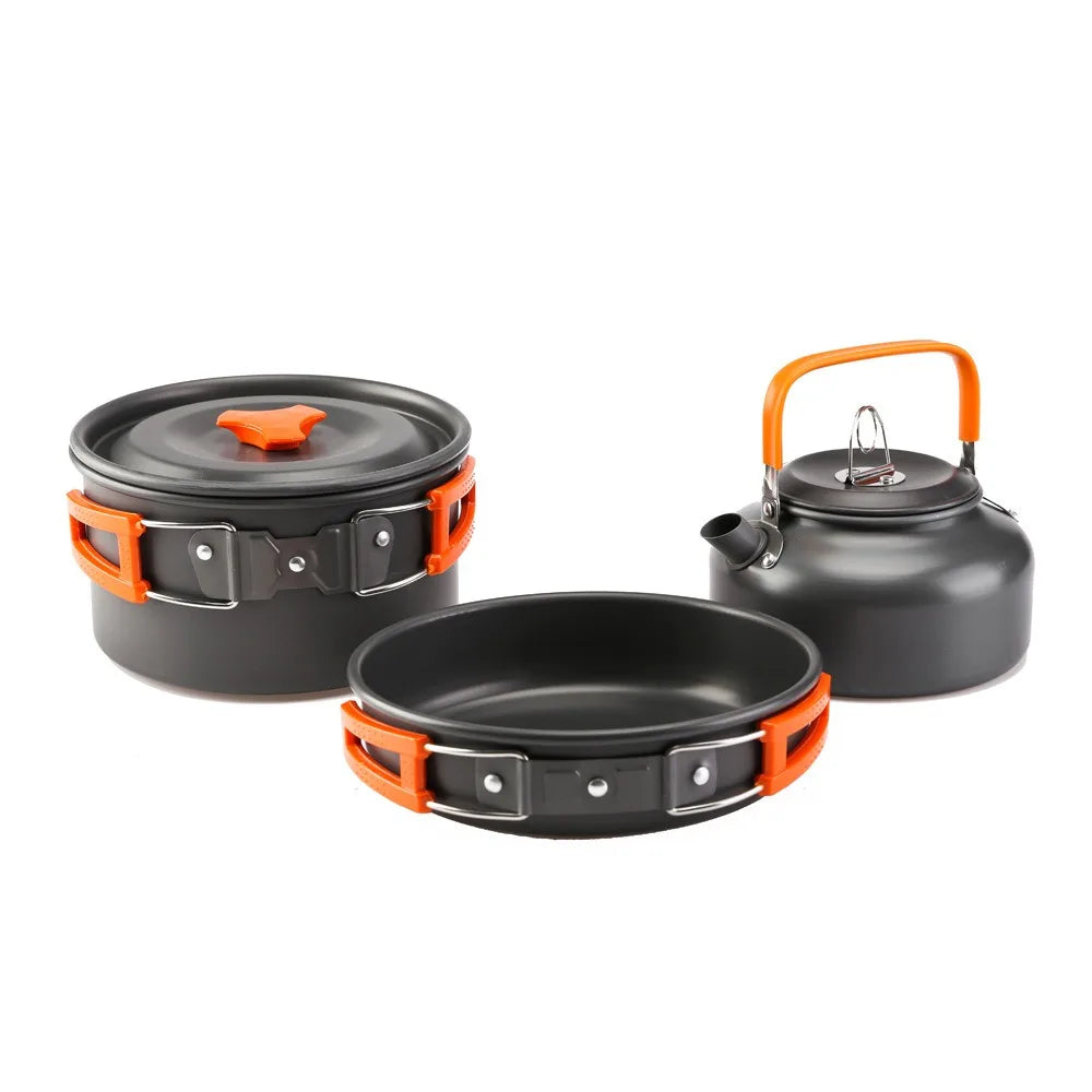 Camping Cooking Set Outdoor Hiking Camping Cookware Set Tableware Kettle Pot Cookset Cooking Pan Bowl for BBQ Picnic