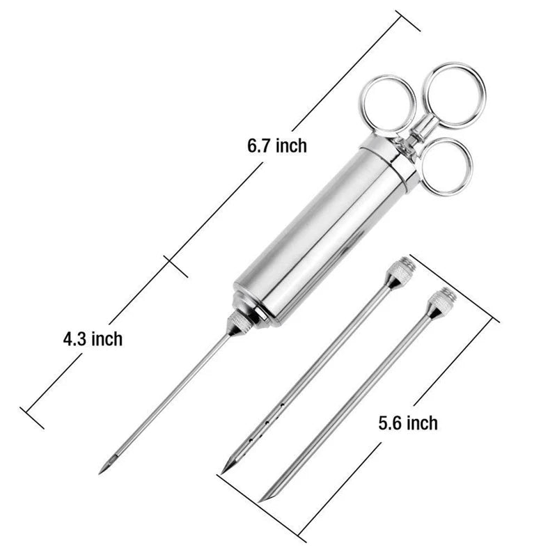 Meat Injector Syringe Kit Grill Turkey BBQ Seasoning Sauce Flavor Needle Cooking Syringe Stainless Steel Injector Cooking Syring