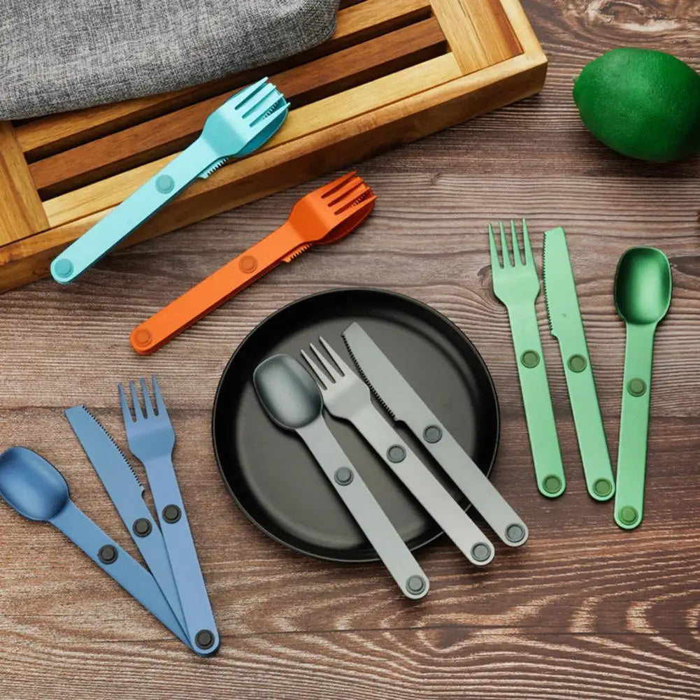 Picnic Fork Spoon Durable Magnetic Utensils Set for Outdoor Travel Food Grade Metal Flatware Kit with Polished Surface Bpa Free