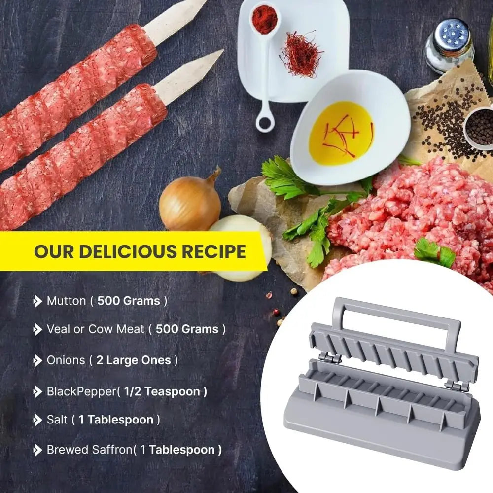 Manual Kebab Maker Turkey Reusable Barbecue Mold Cookware Barbecue Accessories BBQ Meat Skewer Maker Outdoor Cooking Picnic