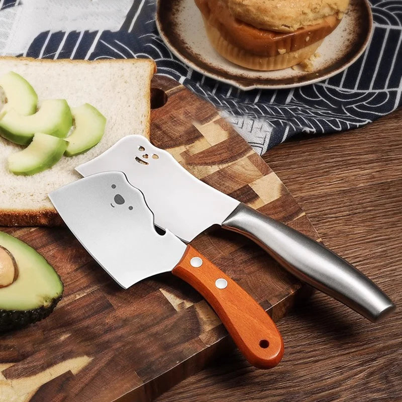 Mini stainless steel kitchen knife Baby food knife, small knife with solid wood handle dormitory household fruit, kitchen knife