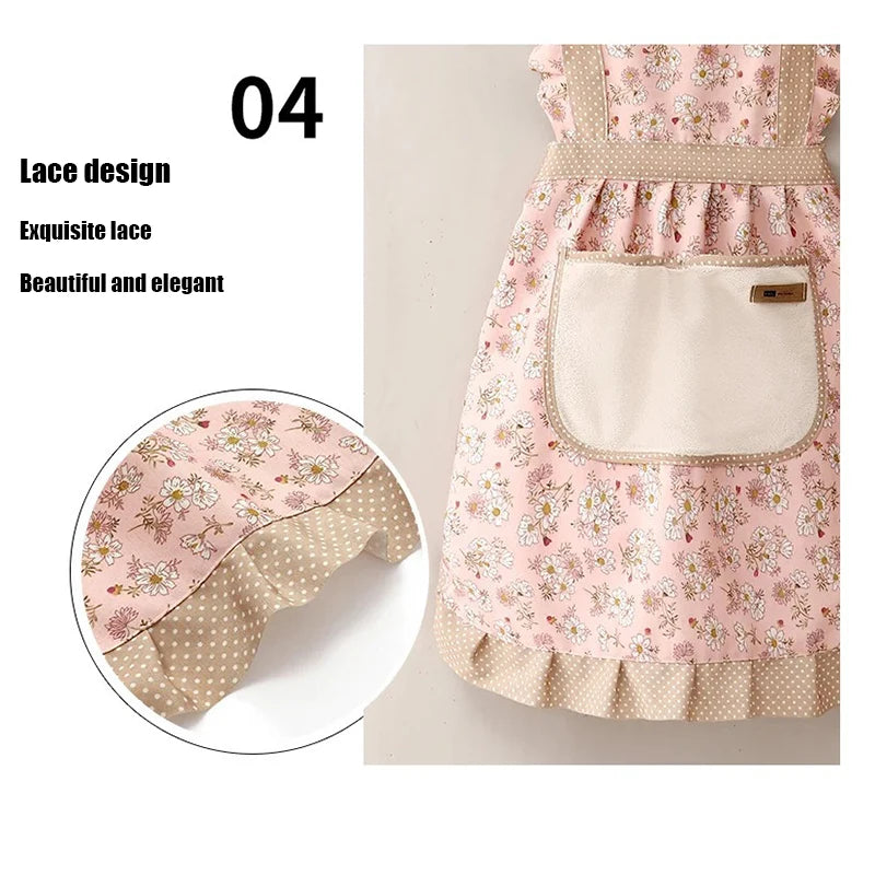 Canvas floral  apron scrubable durable stain resistant and wear-resistant for kitchen home and work  aprons nice apron kitchen