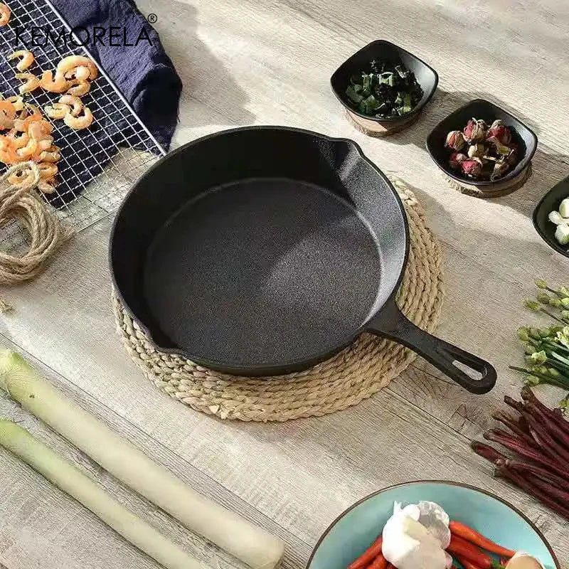 1PCS Small Frying Pan Cast Iron Uncoated Black Suitable For Fried Food Cooking And Stir-Frying Kitchen Utensils Kitchen Helper