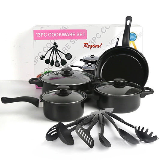 13-Piece Set Non-Stick Pots And Pans Kit Kitchen Utensil Frying Pan Cookware Set Gifts for Friends and Family