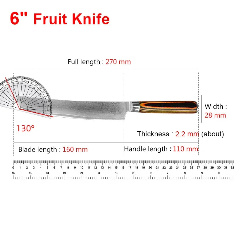 Paring Knife Damascus Steel Wood Handle Cleaver Meat Vegetables Slicing Fruit Kitchen Knives Chef Cooking Boning Damascus Knife