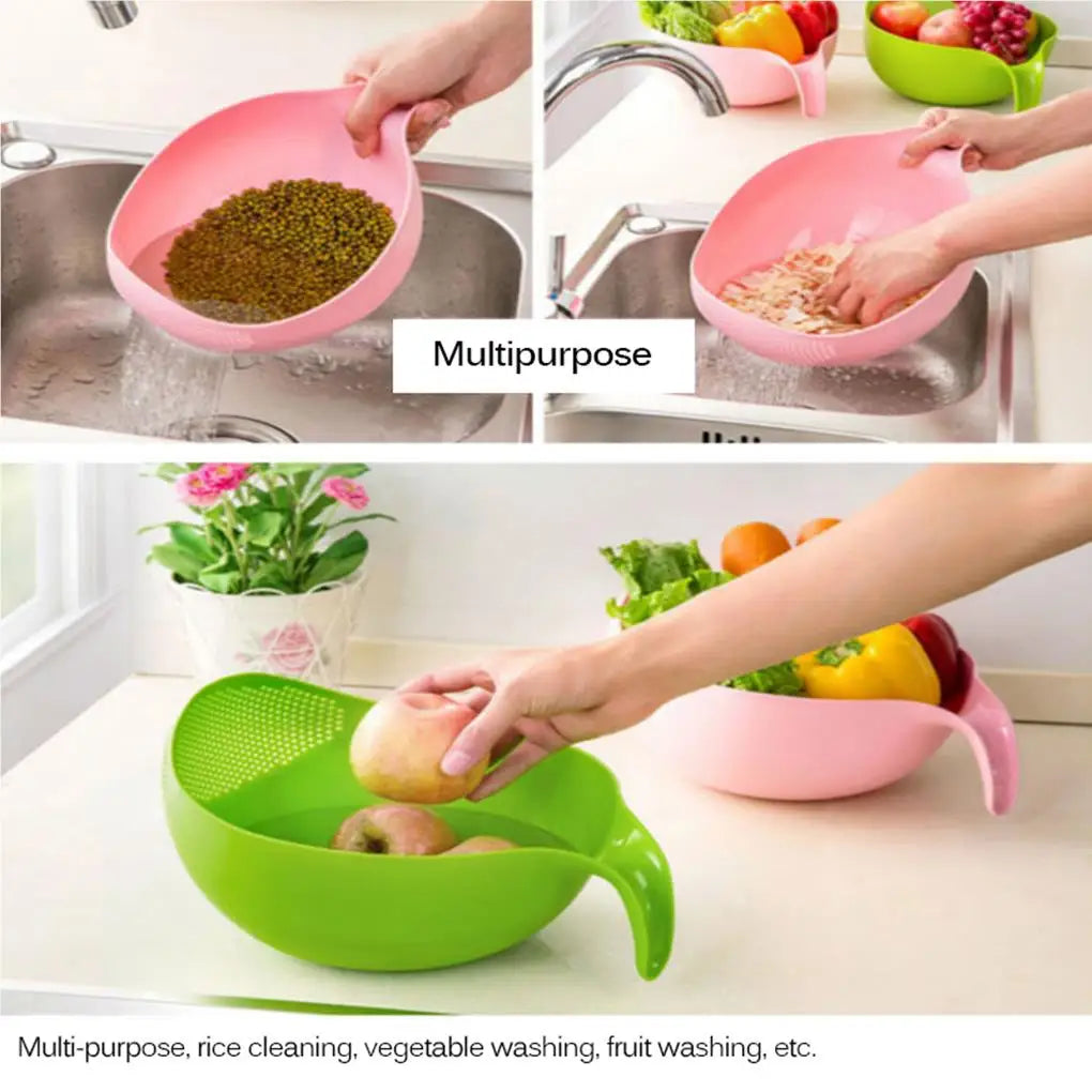 New Portable Food Grade Plastic Rice Beans Peas Washing Filter Strainer Basket Sieve Drainer Cleaning Gadget Kitchen Accessories