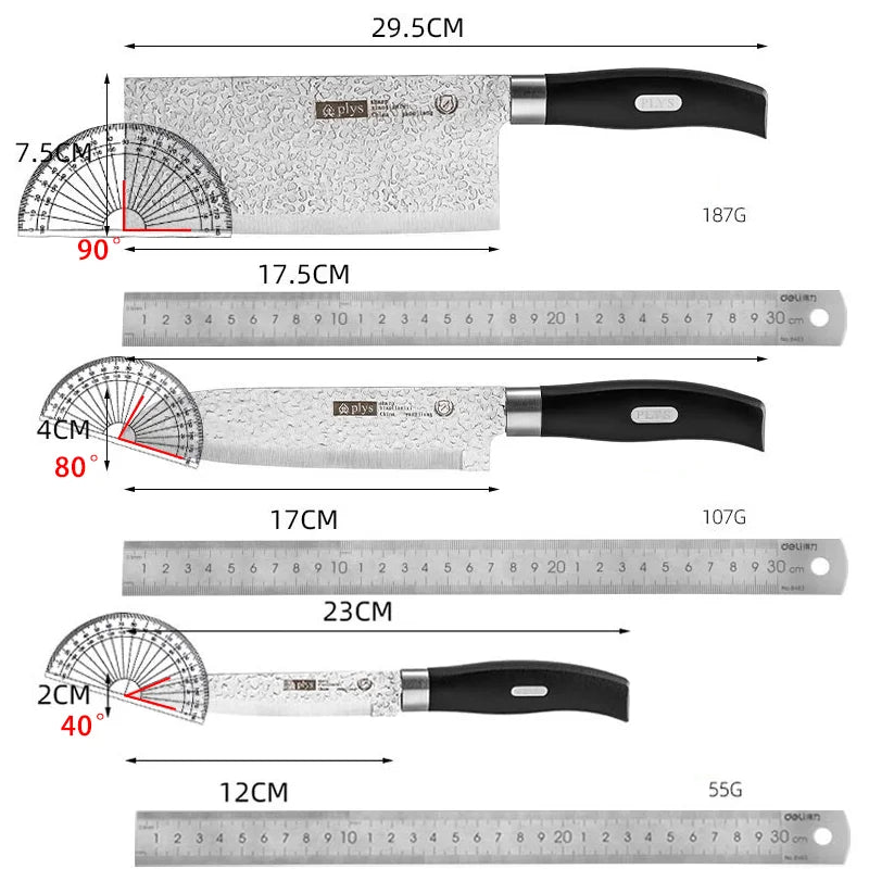 Knife set, fishbone patterned kitchen knife, kitchen slicer, 6-piece set of knives, food scissors, sharpening stick