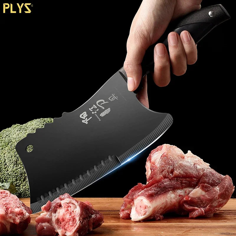 PLYS Bone Chopping Knife Stainless Steel Front Slicing Back Chopping Multi-purpose Kitchen Knife Chef Special Meat Cleaver