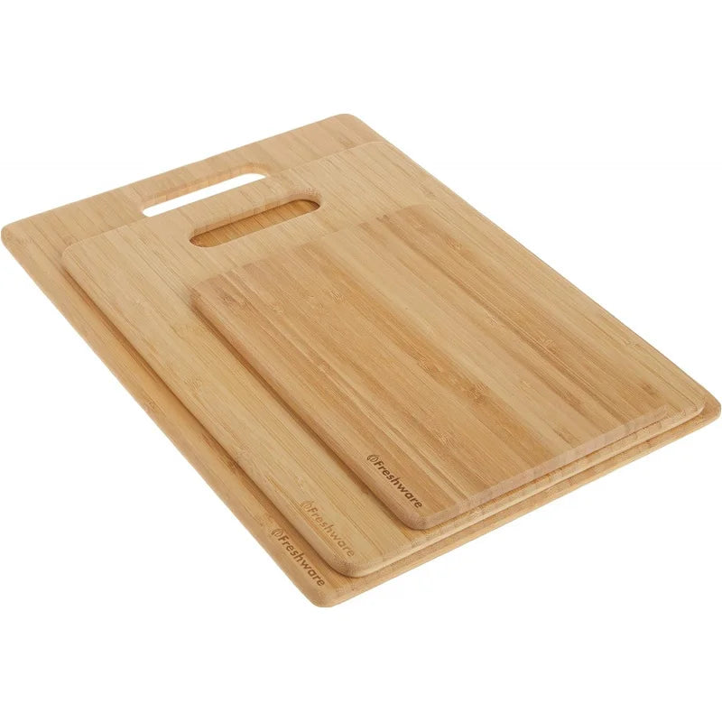 Bamboo Cutting Boards for Kitchen [Set of 3] Wood Cutting Board for Chopping Meat, Vegetables, Fruits, Cheese