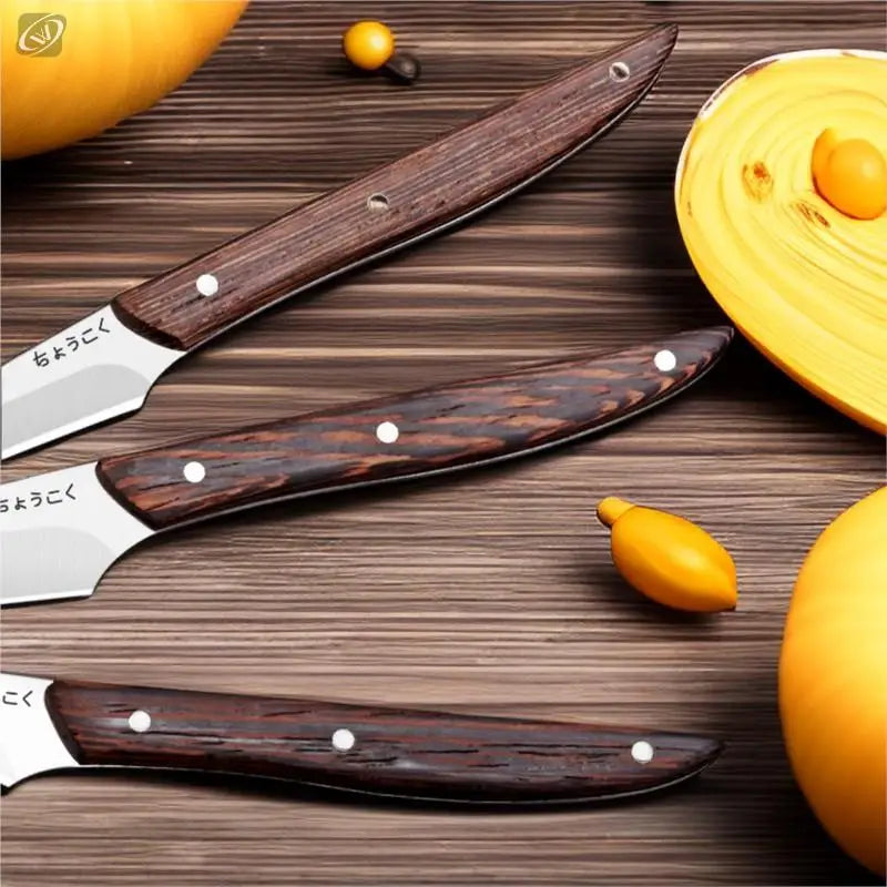 Food Carving Knife 3-piece Set Chef Carved Fruit Decorative Knife Professional Food Carving Sharp Solid Wood Handle Utility Tool