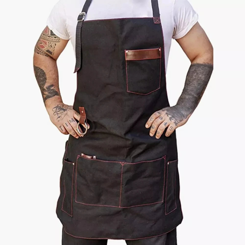 Kitchen Apron high quality For Pros Chef Waterproof Cooking  Apron for Men Canvas With Pockets Fabric Barbecue Father Gift Apron