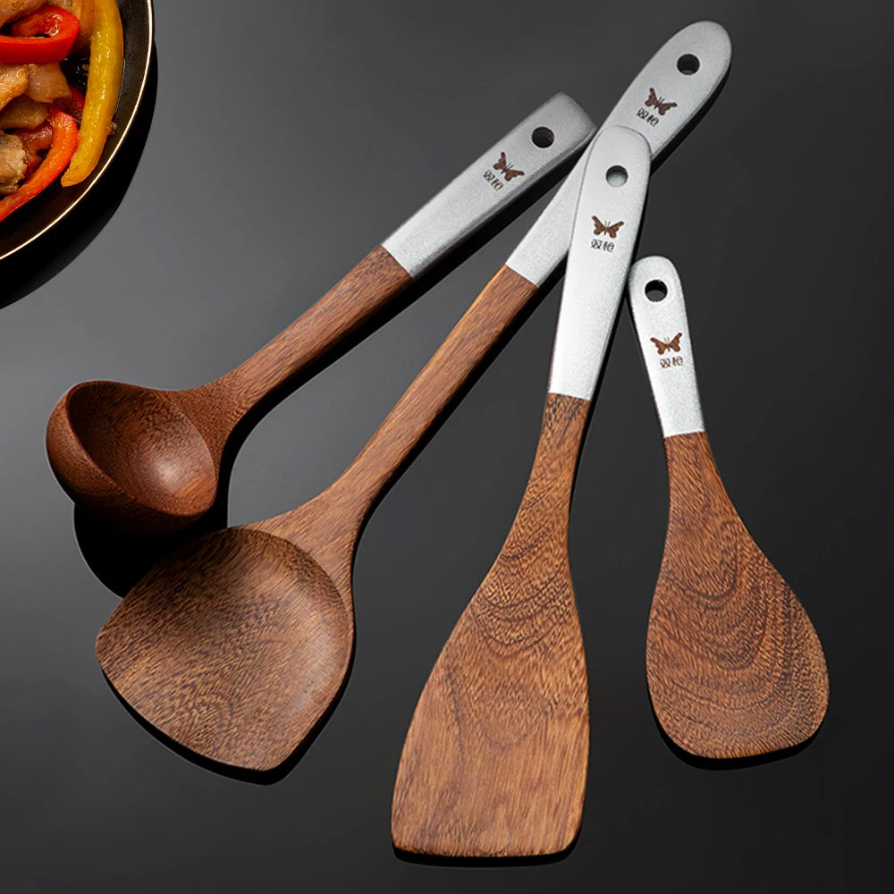 Spatula chicken wing wood spatula non-stick pan special frying spatula high temperature resistant wooden spoon rice spoon