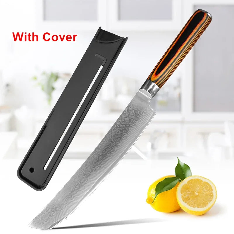 Paring Knife Damascus Steel Wood Handle Cleaver Meat Vegetables Slicing Fruit Kitchen Knives Chef Cooking Boning Damascus Knife