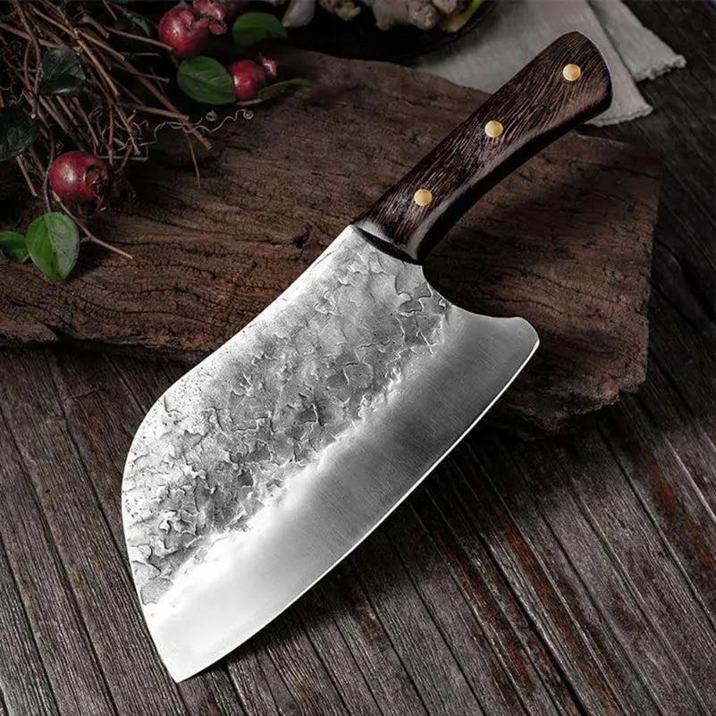 Hand Forged Blade Kitchen Knives Chop Bone Cleaver Meat Vegetables Boning Butcher Knife Wood Handle Chef Barbecue Cooking Tools