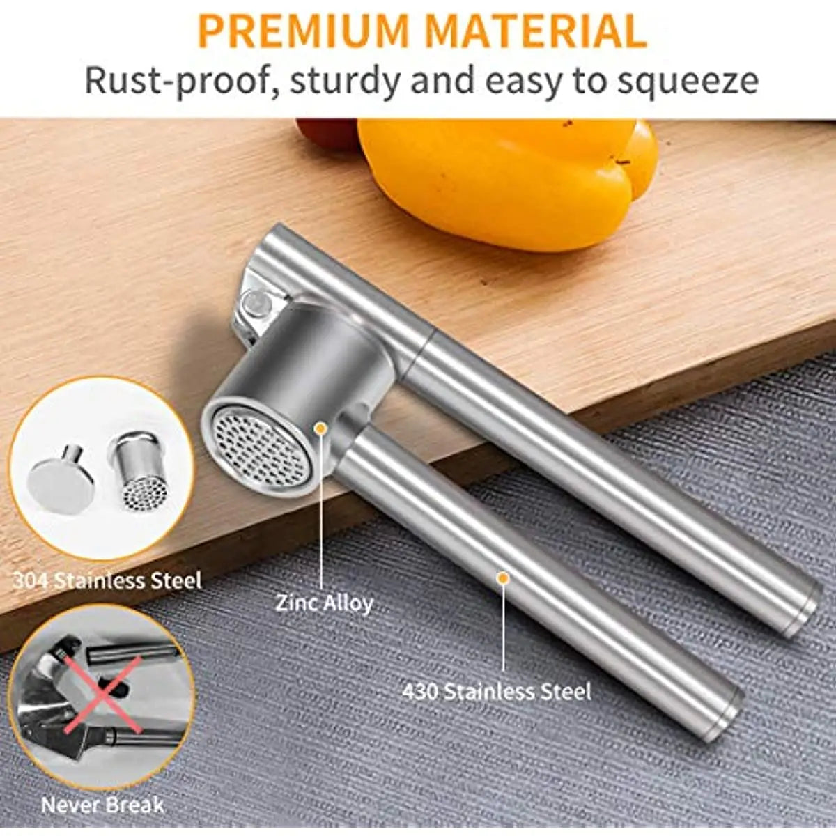 304 Stainless Steel Garlic Press Tools Detachable Peeling Garlic Grinding Slicer Chopper Set Cooking Gadgets Kitchen Accessories