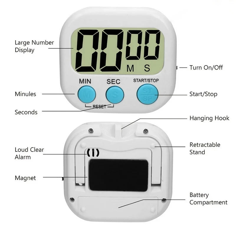 1PC LCD Digital Kitchen Timer Magnetic Cooking Large Count Down Up Clear Loud Alarm Stonego Home Kitchen Accessories