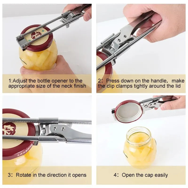 New Non-slip Stainless Steel Can Opener Adjustable Bottle Opener