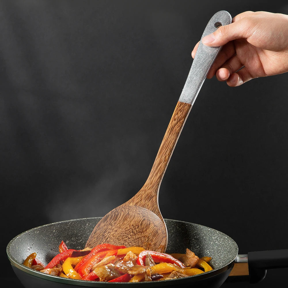 Spatula chicken wing wood spatula non-stick pan special frying spatula high temperature resistant wooden spoon rice spoon