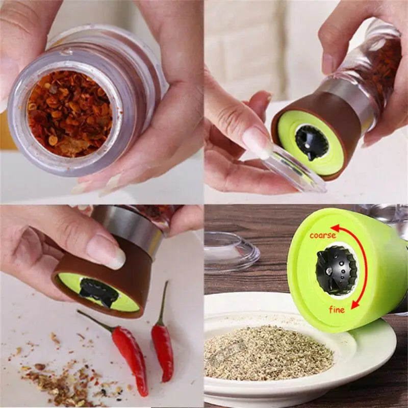 Salt And Pepper Mill Manual Food Grinders Spice Jar Containers Kitchen Gadgets Spice Bottles Glass Household Cooking Tool