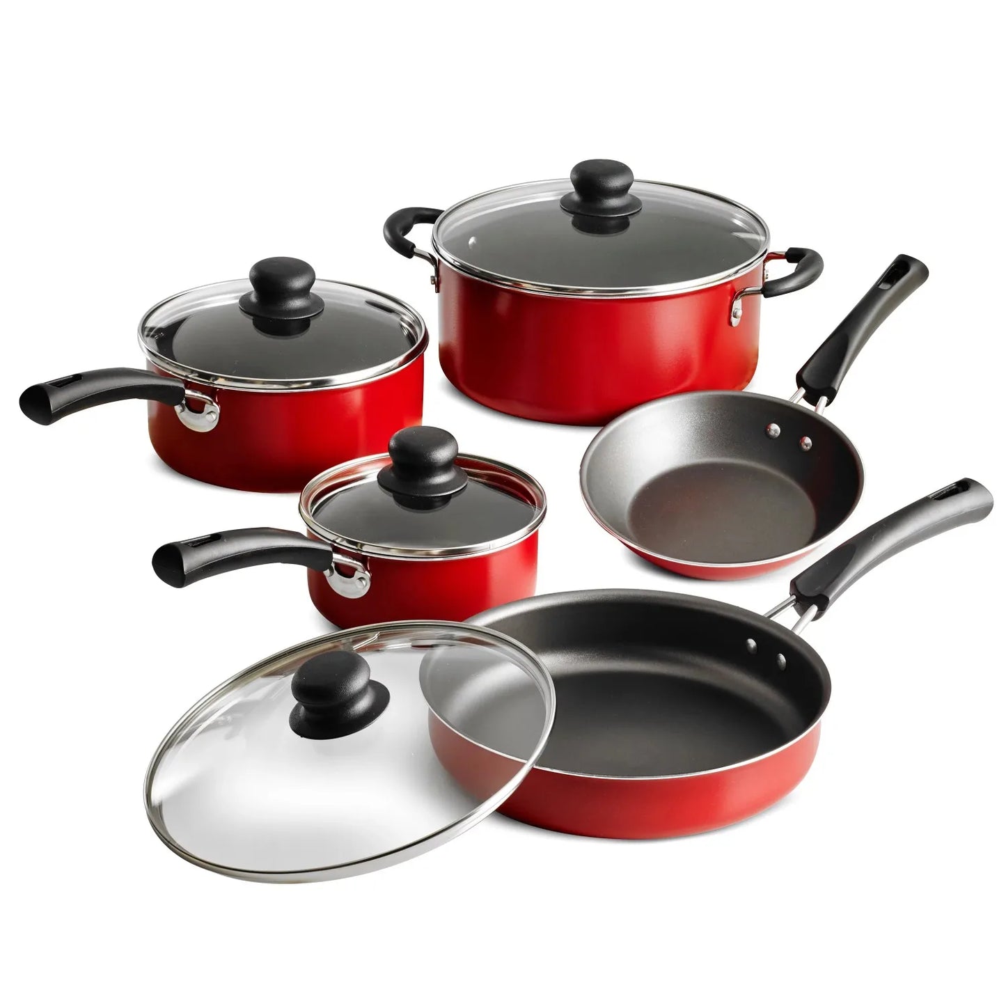 Cookware Sets 9-Piece Non-stick , Pots & Pans Red