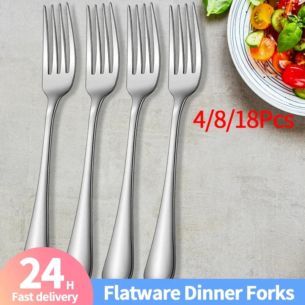 4/8/12PCS Stainless Steel Forks Flatware Dinner Salad Forks Fine Flatware Fruit Forks for Home Kitchen Restaurant Office School