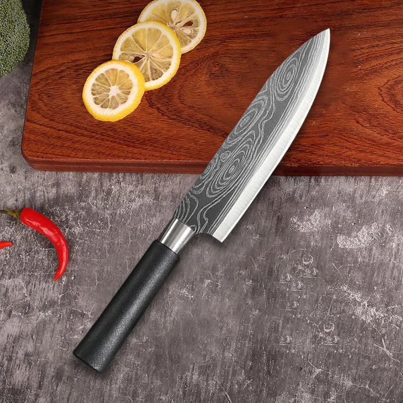 Stainless Steel Knife Set - Laser Damascus Pattern