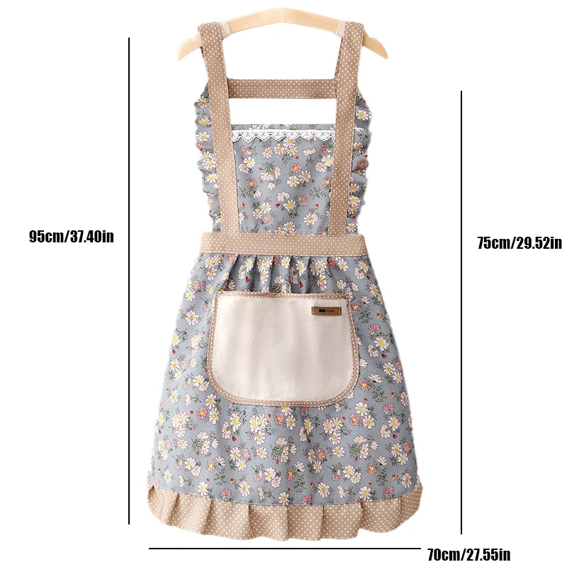 Canvas floral  apron scrubable durable stain resistant and wear-resistant for kitchen home and work  aprons nice apron kitchen