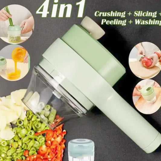 4 in 1 Electric Food Chopper Vegetable Cutter Slicer Garlic Carrot Potato Chopper Rechargeable Mixer Food Slice Kitchen Gadgets