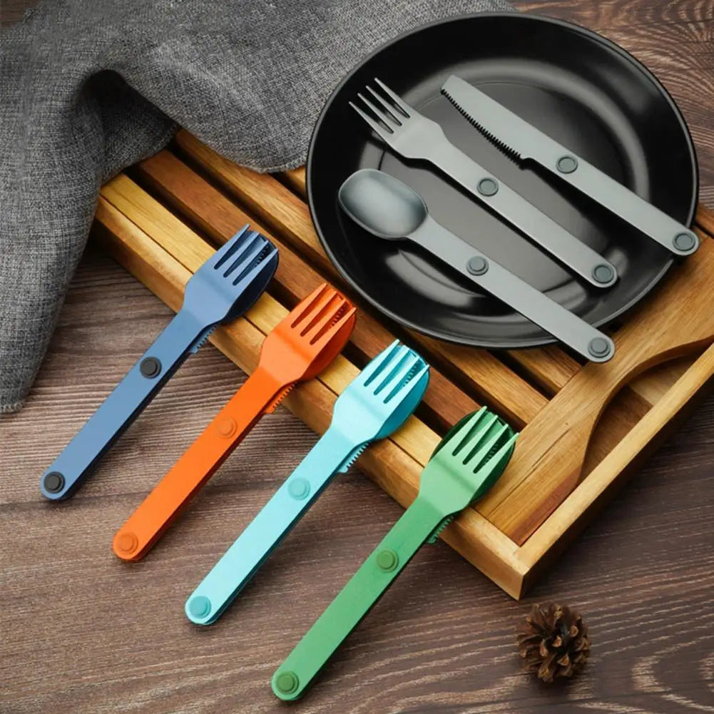 Picnic Fork Spoon Durable Magnetic Utensils Set for Outdoor Travel Food Grade Metal Flatware Kit with Polished Surface Bpa Free