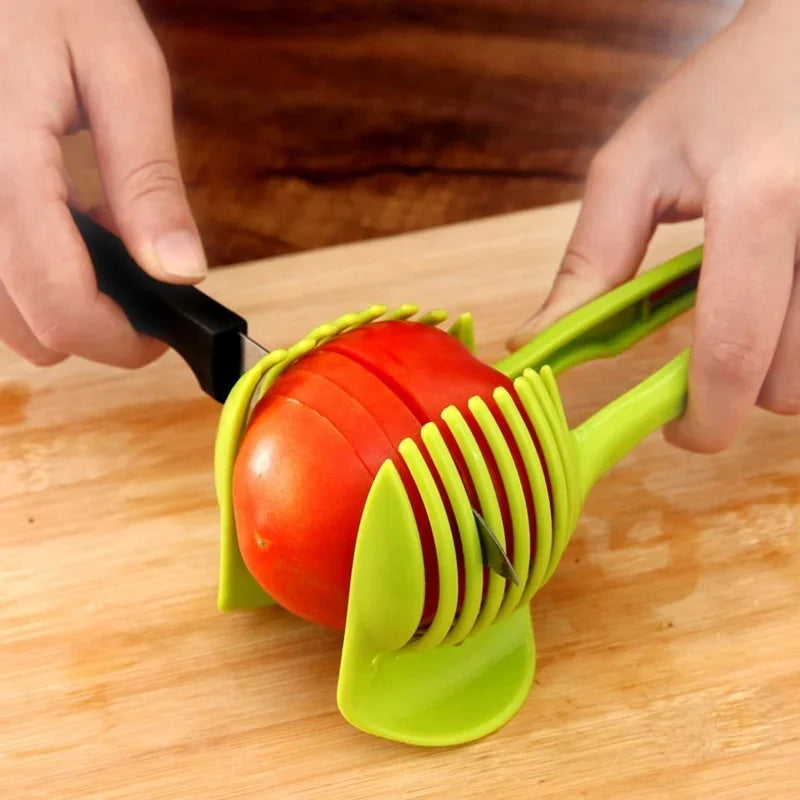 Kitchen Home Plastic Potato Slicer Tomato Cutter Tool Shreadders Lemon Cutting Holder Cooking Accessories Gadgets Food Cover