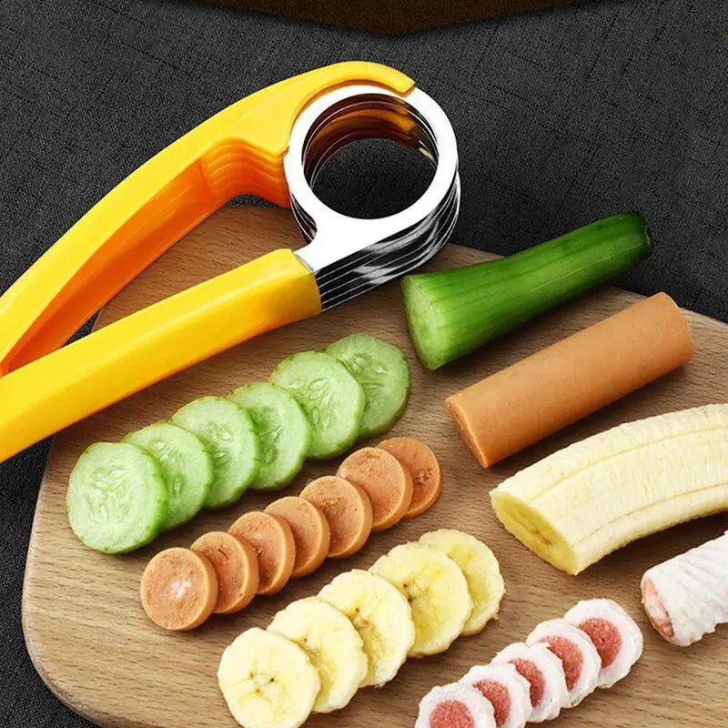 1Pc Vegetable Fruit Slicer Banana Ham Sausage Cucumber Stainless Steel Cutter Salad Sundaes Cooking Household Kitchen Tools