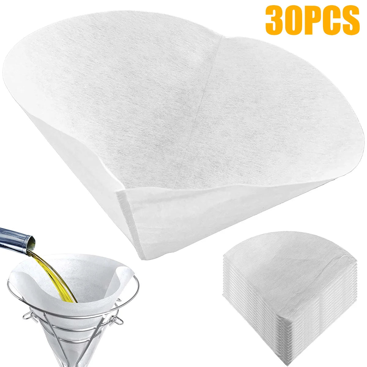 30Pcs Fryer Oil Filter Cone Kitchen Filters Non-Woven Filter Cones Cooking Oil Filter Cones Maple Syrup Filter Set Cones Filter