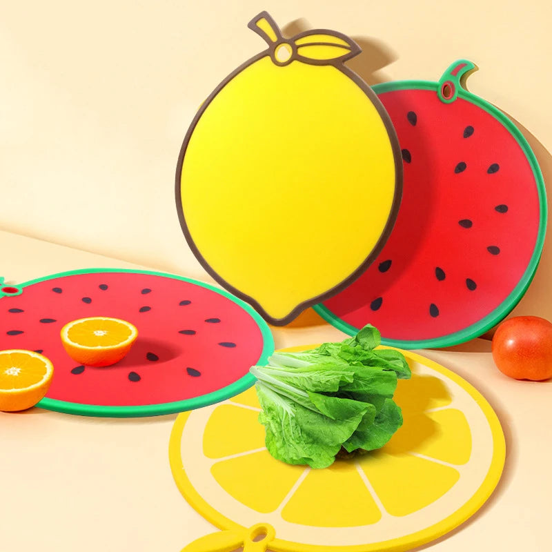 1pc Cartoon Fruit Watermelon Lemon Shaped Vegetable Board Plastic Cutting Board Safe Household Kitchen Picnic