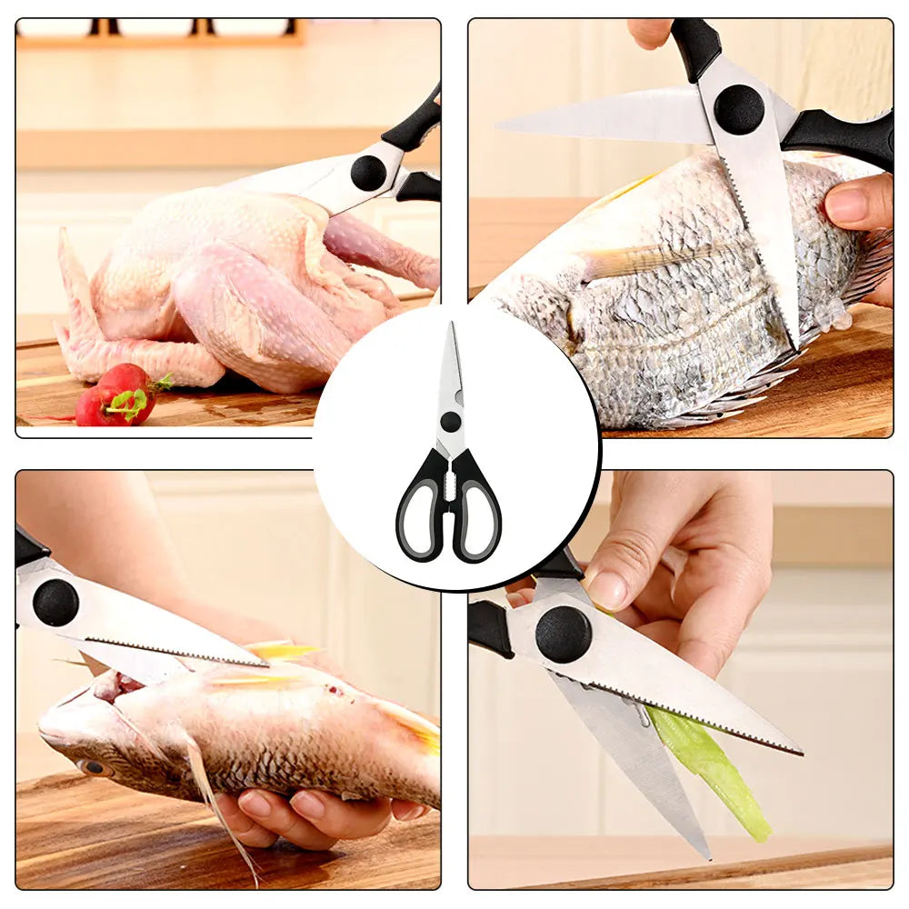 Stainless Steel Kitchen Scissors Multi-functional Strong Chicken Bone Scissors Kill Fish Scissors Household Food Scissors