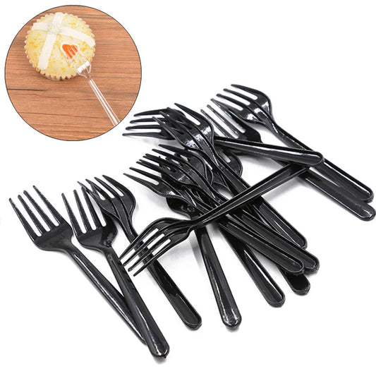 95 Pcs Plastic Utensils Dessert Forks Tableware Disposable Cutlery Fork Birthday BBQ Party Supplies Fruit Cake Snack Forks