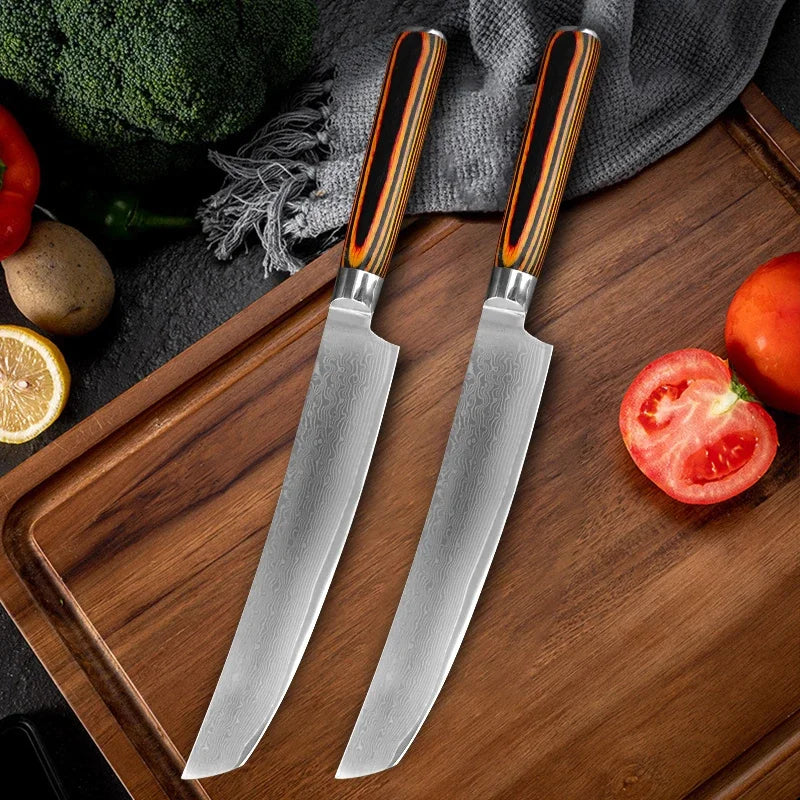 Paring Knife Damascus Steel Wood Handle Cleaver Meat Vegetables Slicing Fruit Kitchen Knives Chef Cooking Boning Damascus Knife