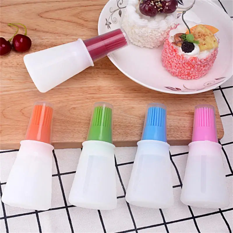 1pc Silicone BBQ Oil Bottle Brush With Flat-Bottom Design Easy To Clean Suitable For All Cookware Cookware Barbecue Tool