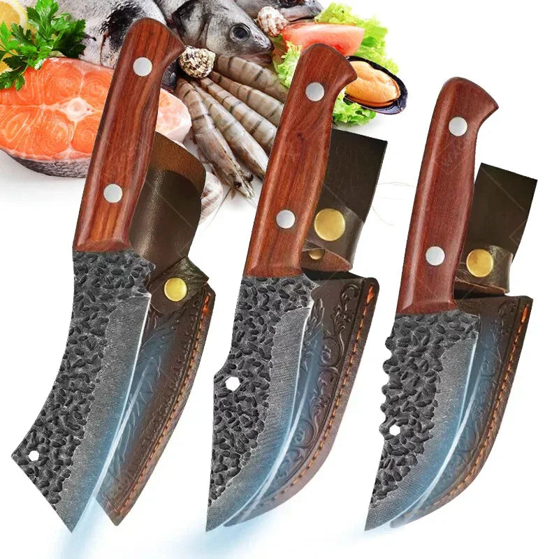 Professional Kitchen Knives Handmade Forged Stainless Steel Boning Knife Fruit Chef Knife Meat Cleaver Cutlet Butcher Knife