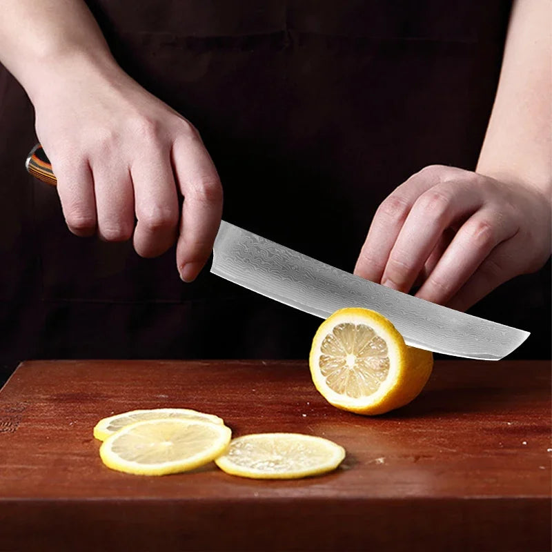 Paring Knife Damascus Steel Wood Handle Cleaver Meat Vegetables Slicing Fruit Kitchen Knives Chef Cooking Boning Damascus Knife