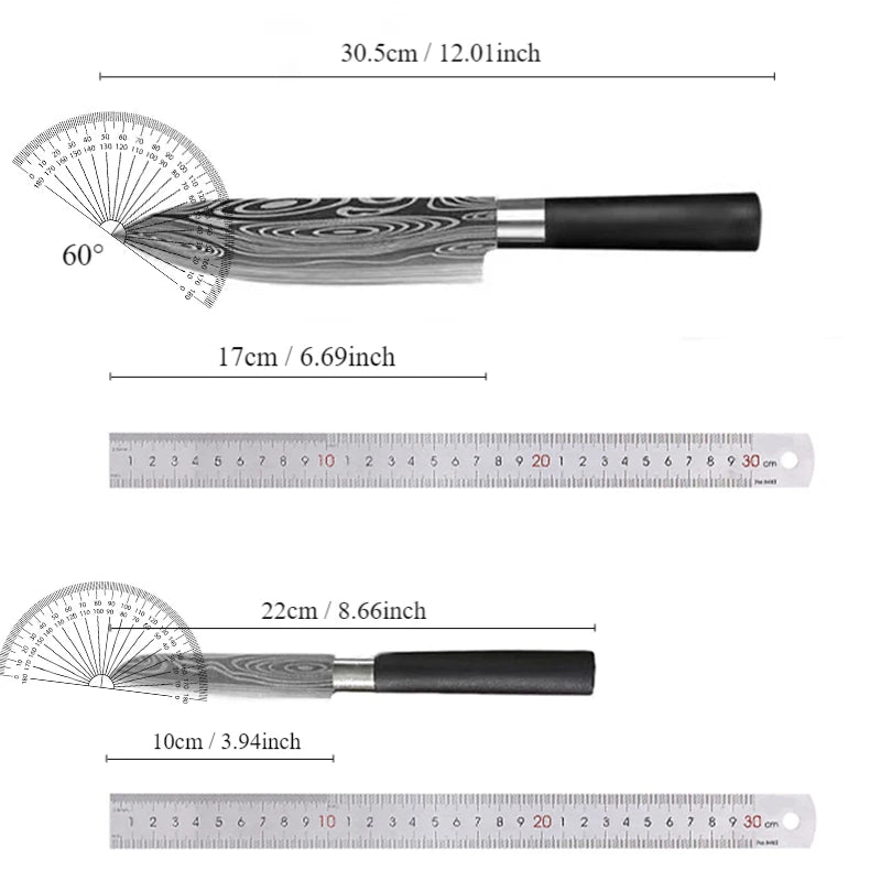 Stainless Steel Knife Set - Laser Damascus Pattern